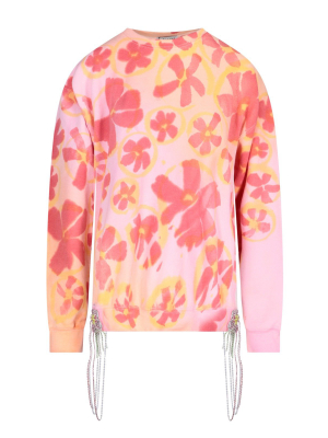 Collina Strada Crystal-embellished Floral Print Sweatshirt