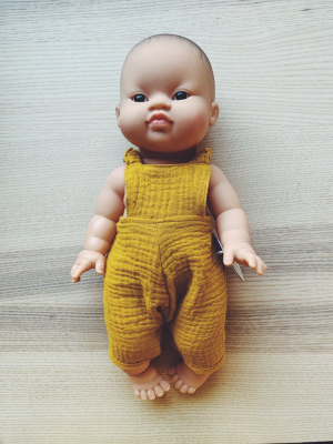 Minikane Asian Baby Boy Doll With Overalls