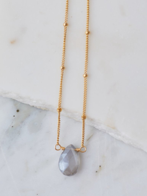 Stone Drop Choker, Mystic Grey Moonstone