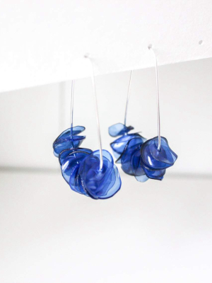 Leona Upcycled Drop Earrings - Deep Blue