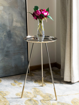 Calix Tri Leg Contemporary Glam Side Table Gold/nickel - Safavieh