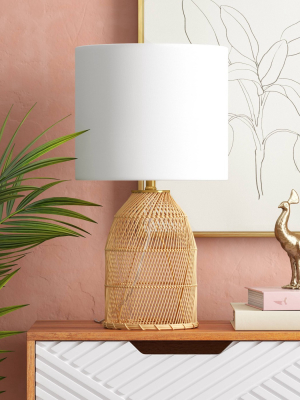 Rattan Diagonal Weave Table Lamp Tan - Opalhouse™