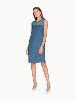 Sleeveless Dress With Grid Knit