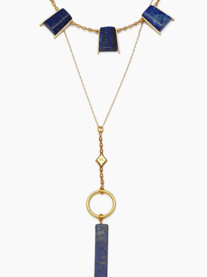 The Erykah Statement Necklace - Gold/blue