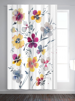 Americanflat Pansies Watercolor Floral By Victoria Nelson Blackout Rod Pocket Single Curtain Panel 50x84