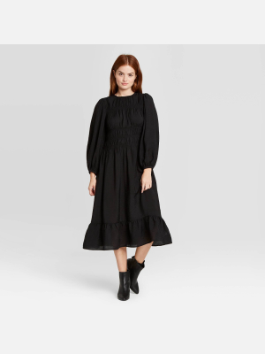 Women's Bishop Long Sleeve Smocked Dress - Prologue™