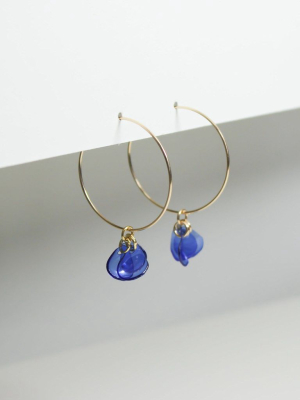 Emma Upcycled Hoop Earrings - Blue