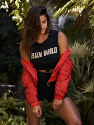 Run Wild W/ Cheetah Text [women's Muscle Tank]