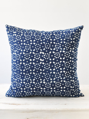 Indigo Flora Block Print Pillow