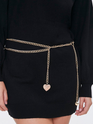 Heart Pendant Chain Waist Belt