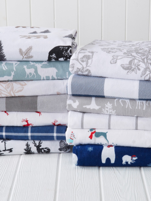 Great Bay Home 100% Cotton Flannel Enchanted Woods Printed Sheet Set