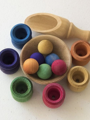 Wooden Bean Pot &amp; Ball Sorting Set