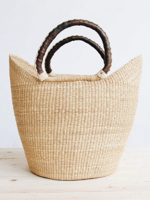 Natural U-shopper With Leather Handles