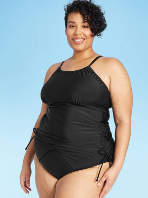 Women's Plus Size Adjustable Side High Neck Tankini Top - Kona Sol™