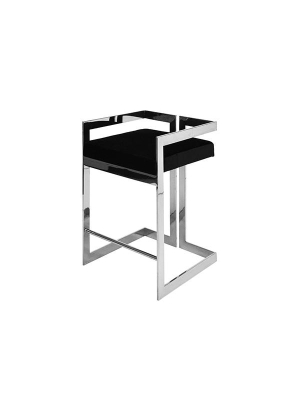 Emmett Counter Stool Nickel And Black Velvet