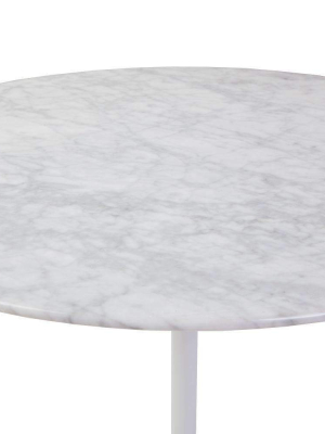 Carrara Marble Pedestal Side Table - 20"