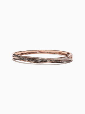 Effy Espresso 14k Rose Gold Cognac And White Diamond Bangle, 1.26 Tcw