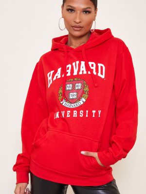 Red Harvard Printed Hoodie