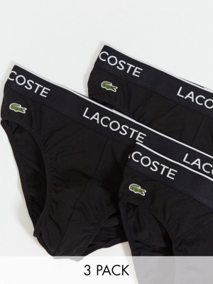 Lacoste 3 Pack Briefs In Black