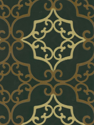 Amati Wallpaper In Ivory And Greeb From The Lombardia Collection By Nina Campbell