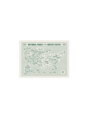 Map Of National Parks Print - 11x14