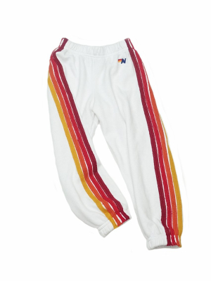 Kid's Classic Sweatpants - White // Red Stripes