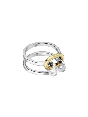 Duo Bolt Ring - Silver & Gold