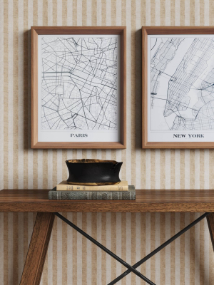 (set Of 2) 16" X 20" New York And Paris Framed Maps - Threshold™