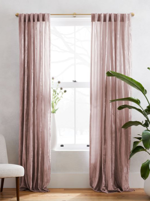 Crinkle Velvet Curtain - Dusty Blush