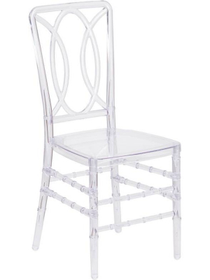 Flash Elegance Ghost Stacking Chair With Designer Back Crystal Ice - Riverstone Furniture Collection