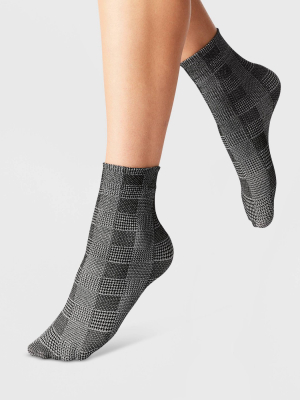 Women's Plaid Anklet Socks - A New Day™ Gray 4-10