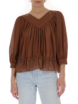 See By Chloé V-neck Ruched Blouse