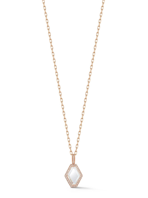 Bell 18k Rose Gold, Diamond And Rock Crystal Mini Hexagon Charm