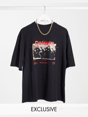 Collusion Unisex Oversized T-shirt With Print In Black