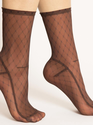 Darner Big Brown Fishnet Mesh Socks