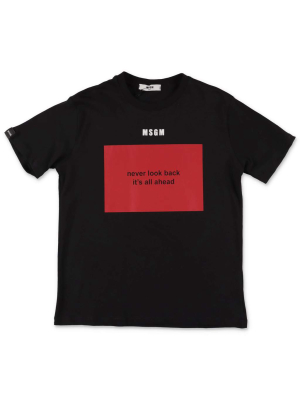 Msgm Kids Slogan Print Crewneck T-shirt