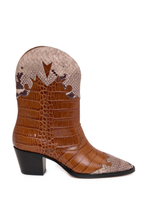 Paris Texas Embossed Panelled Ankle Boots