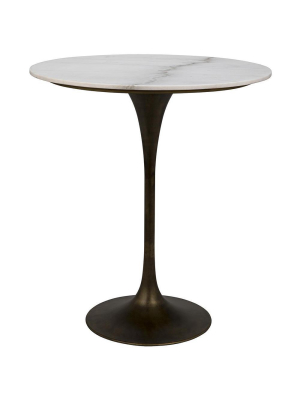 Noir Laredo 36"h Brown Bar Table W/ White Stone Top - Aged Brass