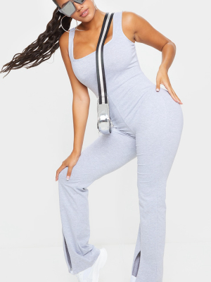 Shape Grey Cotton Square Neck Split Front Jumpsuit