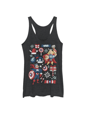 Women's Marvel Christmas Festive Hero Icons Racerback Tank Top