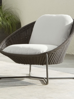 Morocco Graphite Oval Lounge Chair With White Cushion
