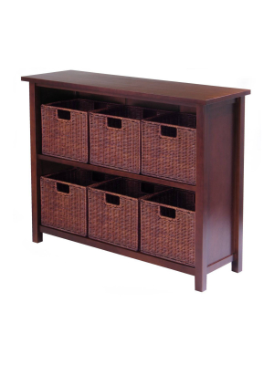 30" 7pc Milan Storage Shelf With Baskets Walnut - Winsome