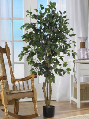 4ft Artificial Ficus Silk Tree In Pot - Nearly Natural