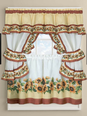 Goodgram Chevron Sunflower Complete Cottage Kitchen Curtain Set