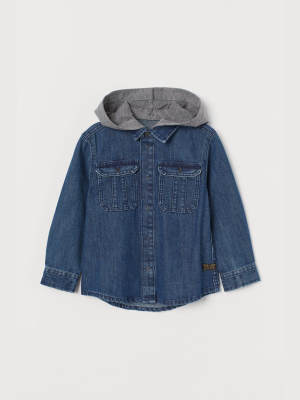 Denim Hooded Shirt