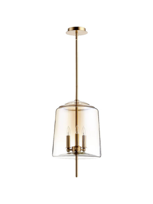 Lusterous 3 Light Pendant In Satin Brass