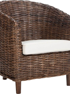 Omar Rattan Barrel Chair Brown/white
