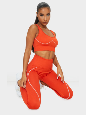 Red Seamless Detailed Sports Legging