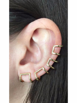 Cage Ear Cuff In Gold - Left Ear