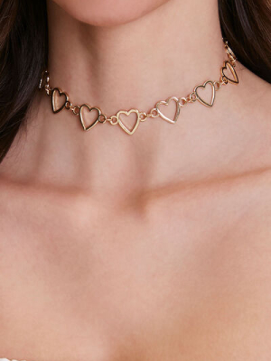 Cutout Heart Pendant Choker Necklace